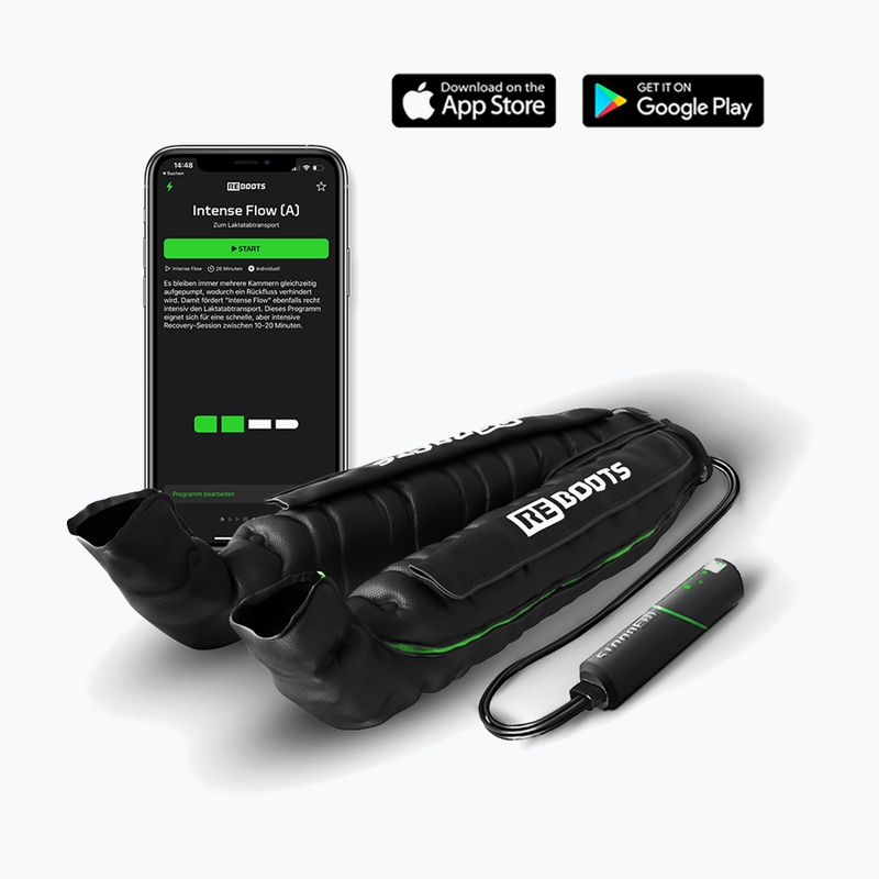 Kojos rankovės limfodrenažui REBOOTS Go Lite Recovery Pants 2.0 2025 Edition black/white/green 7