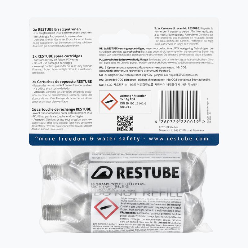 CO2 kasetė (2 vnt. 16 g), skirta Restube kasetėms, skirtoms plūduriams MRA0004 2