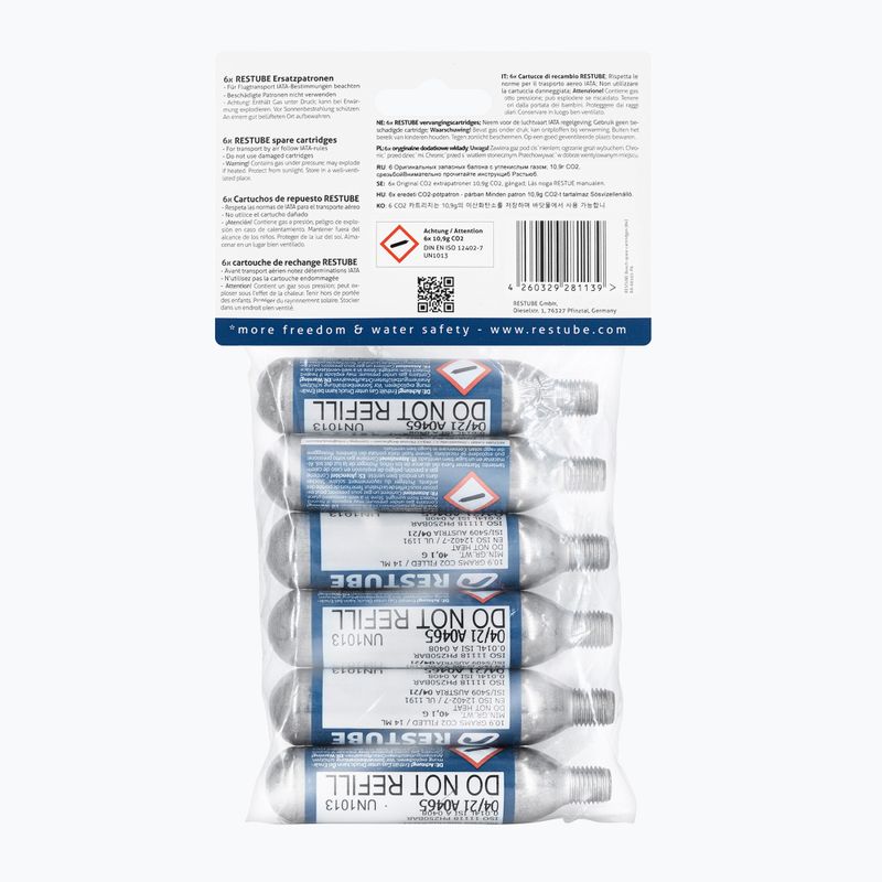 Kasetė CO2 Restube CO2 Cartridges 6 vnt. 10,9 g 2