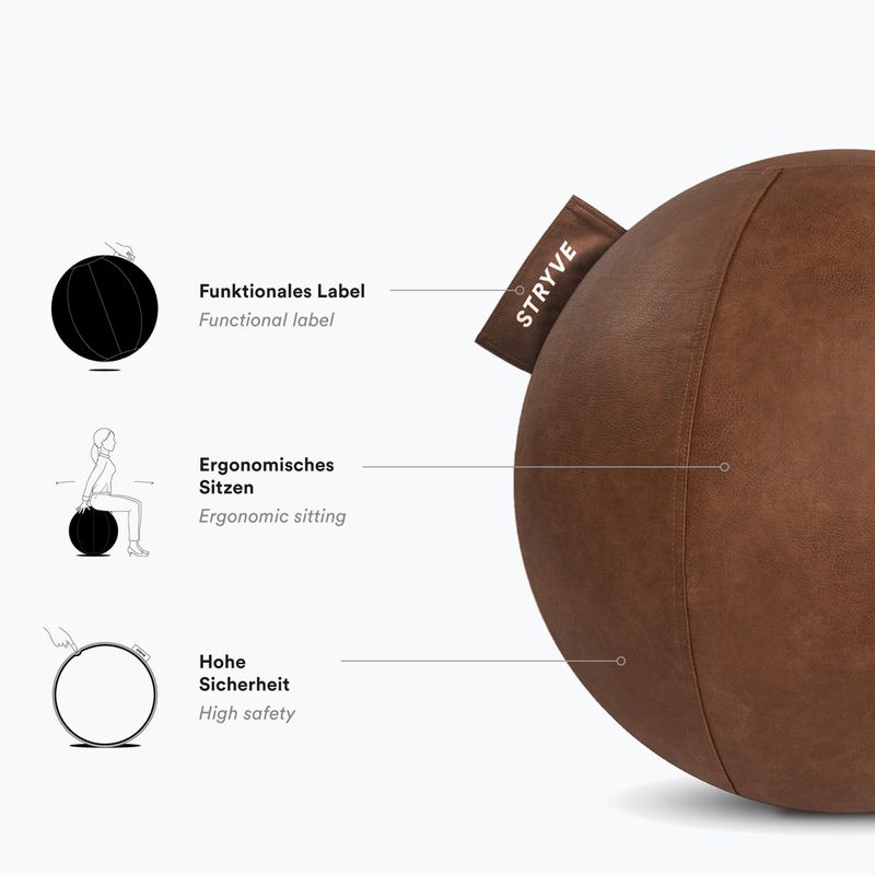 Gimnastikos kamuolys STRYVE Active 70 cm natural brown 3