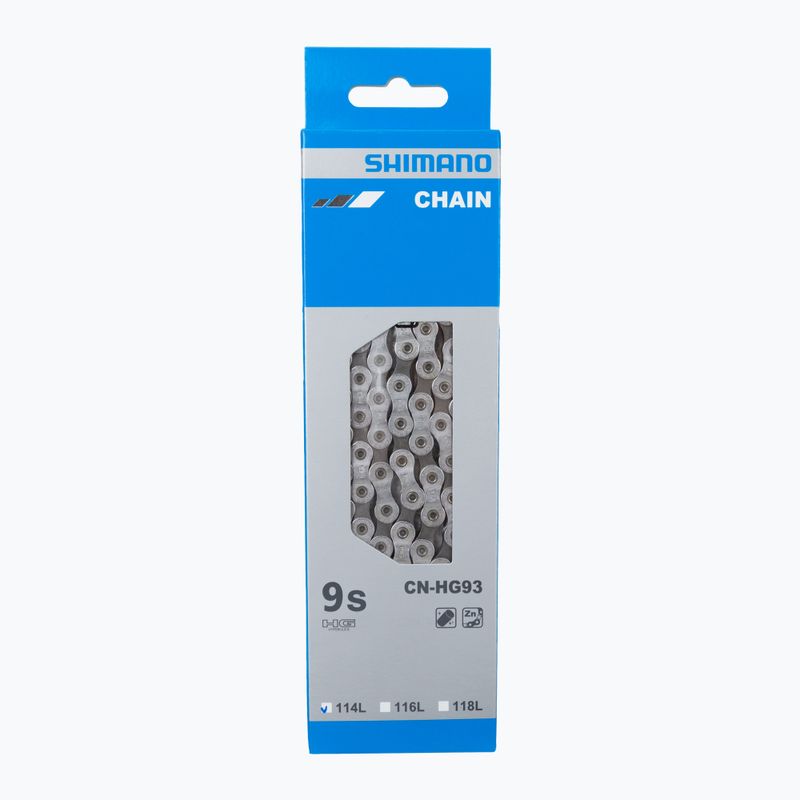 Shimano dviračių grandinė CN-HG93 + kaištis 9rz 114 grandžių sidabrinė ICNHG93114I