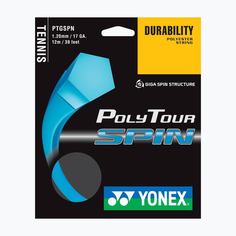 Teniso stygos YONEX Poly Tour SPIN Set 12 m mėlynos spalvos