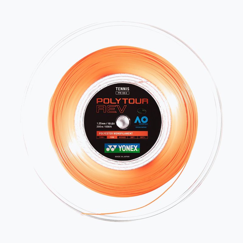 Teniso stygos YONEX Poly Tour Rev 125 Set 12 m oranžinės spalvos