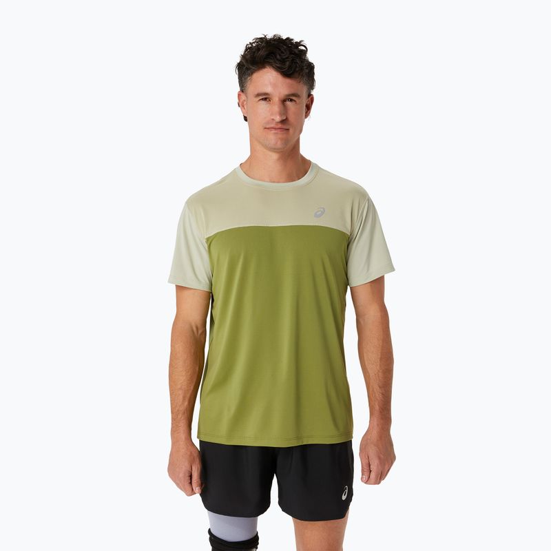 Vyriški bėgimo marškinėliai ASICS Race Top performance dried leaf green/cactus