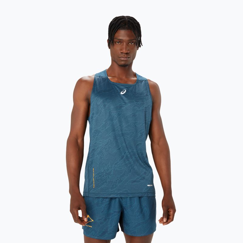 Vyriškas bėgimo tank topas ASICS Fujitrail Singlet magnetic blue