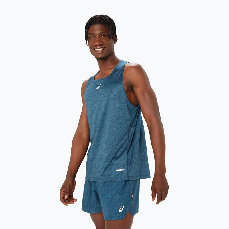 Vyriškas bėgimo tank topas ASICS Fujitrail Singlet magnetic blue 4