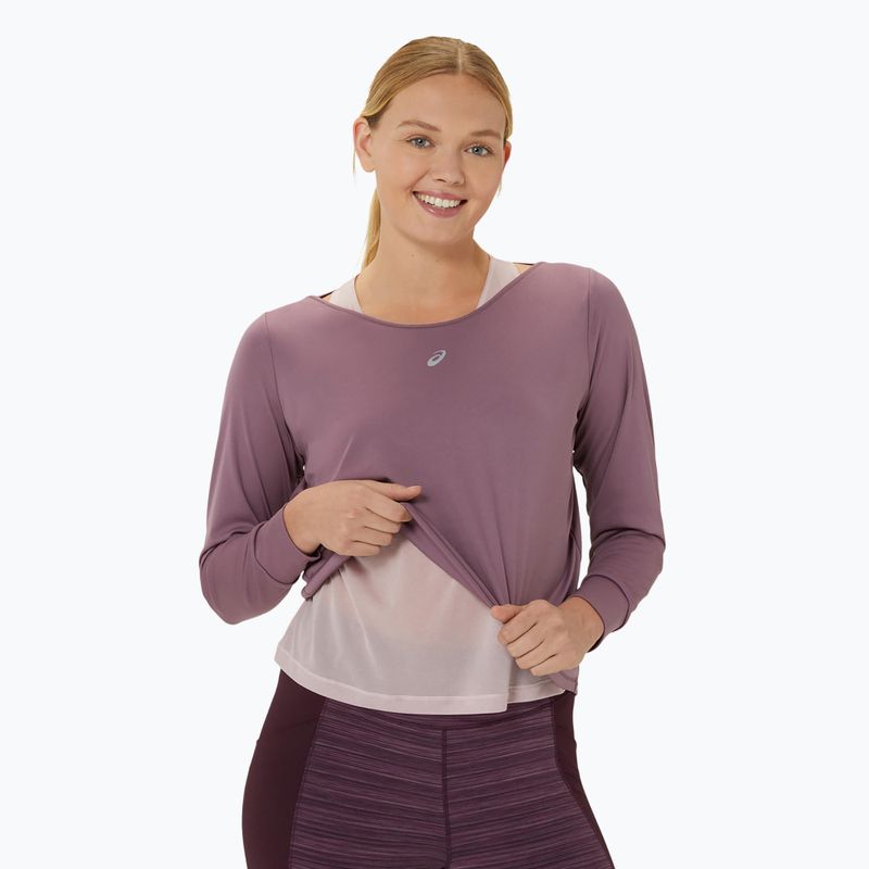 Marškinėliai ilgmis rankovėmis + Moteriškas bėgimo tank topas ASICS Nagino Run dusty mauve/watershed rose