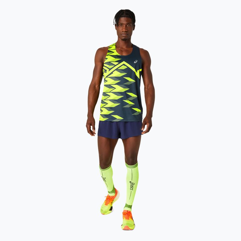 Vyriškas bėgimo tank topas ASICS Light Graphic Singlet french blue/safety yellow 2