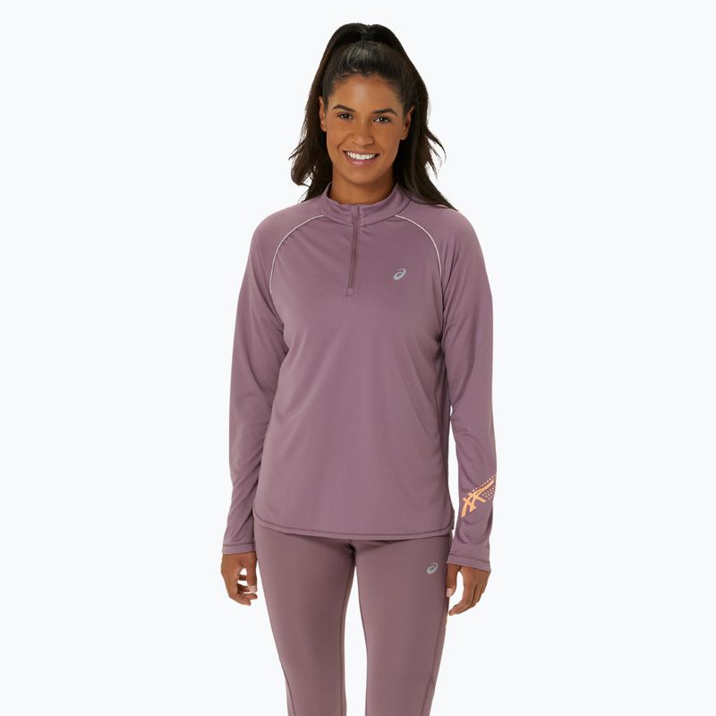 Moteriški bėgimo marškinėliai ilgomis rankovėmis ASICS Icon 1/2 Zip dusty mauve/watershed rose