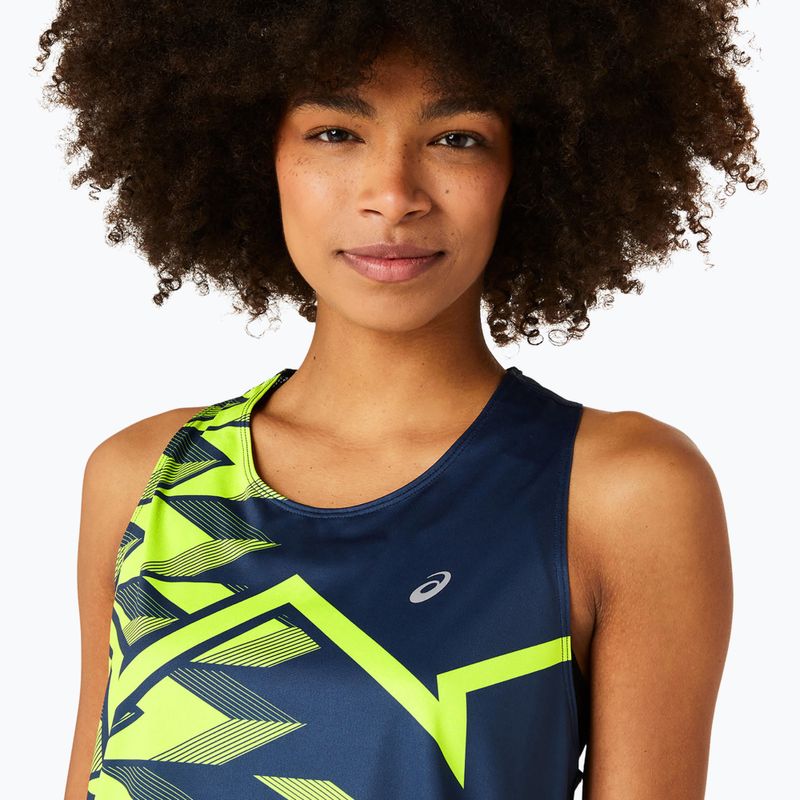 Moteriškas bėgimo tank topas ASICS Light Graphic Tank french blue/safety yellow 4