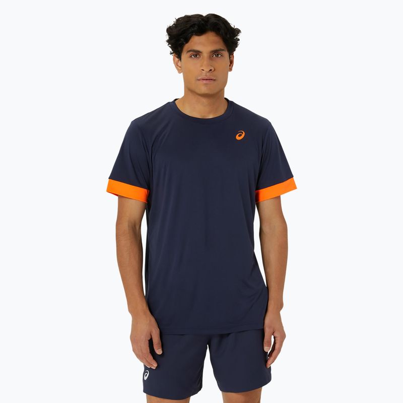 Vyriški teniso marškinėliai ASICS Court SS Top midnight/shocking orange