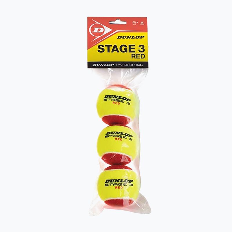 Dunlop Stage 3 vaikų teniso kamuoliukai 3 vnt. raudoni/gelsvi 601340