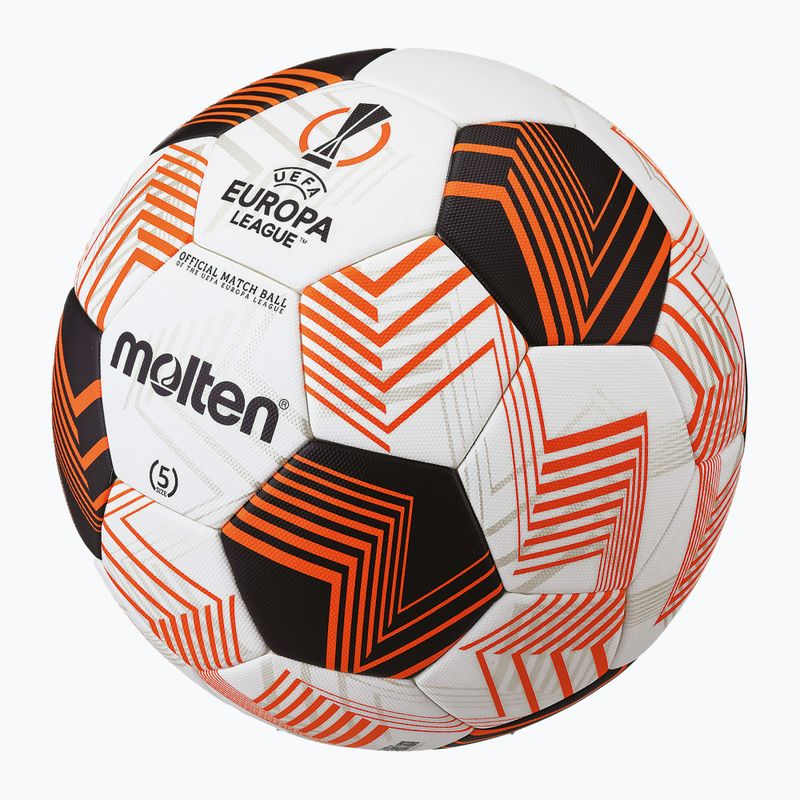 Futbolo kamuolys Molten F5U5000-34 Fifa UEFA Europa League 23/24 white/orange dydis 5 3