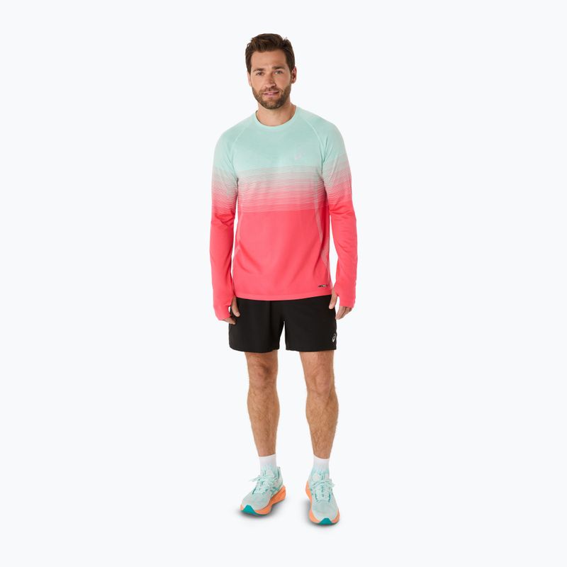 Vyriški bėgimo marškinėliai ilgomis rankovėmis ASICS Seamless coral reef/oasis green 2