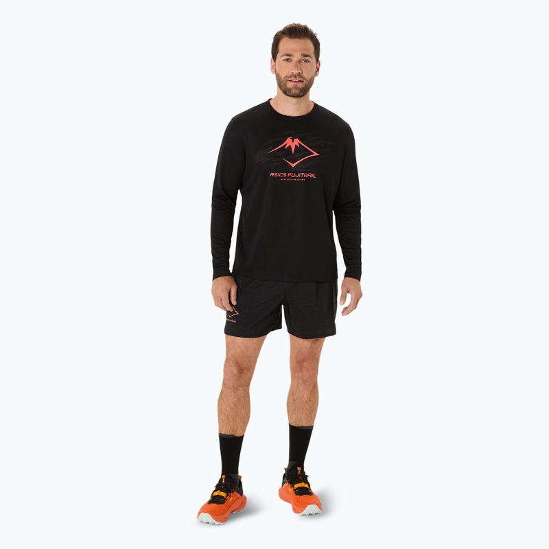 Vyriški bėgimo marškinėliai ilgomis rankovėmis ASICS Fujitrail Logo performance black/carbon/coral reefl 2