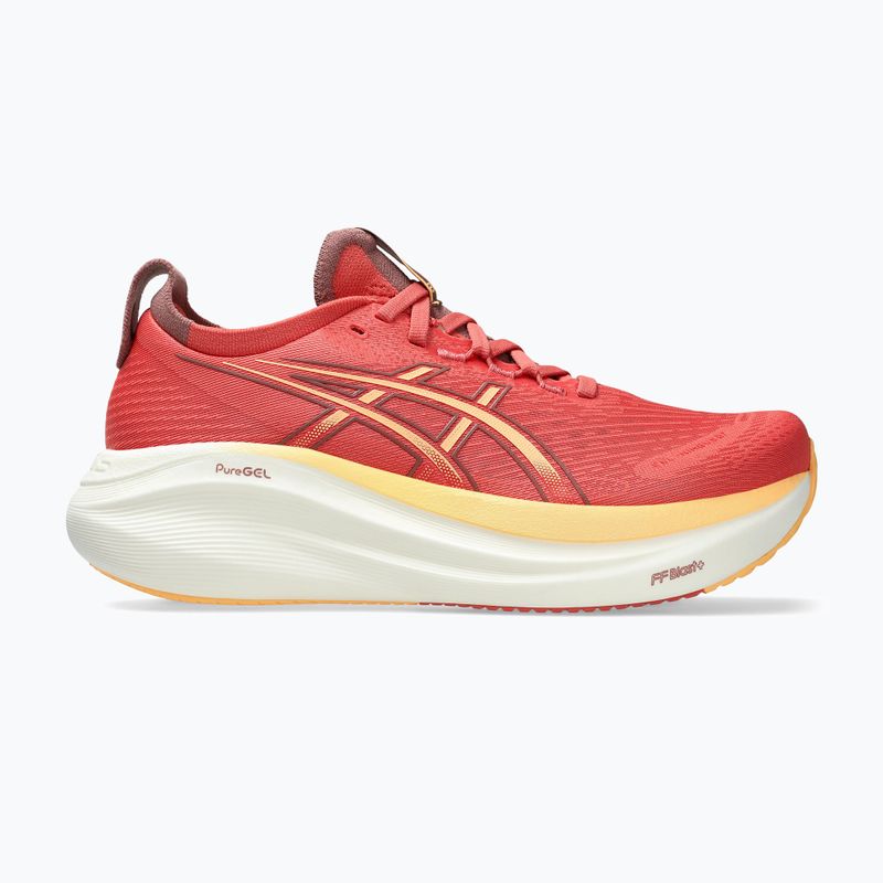 Asics Gel-Nimbus 27 moteriški bėgimo bateliai tamsiai rožinės spalvos molio/orange glow