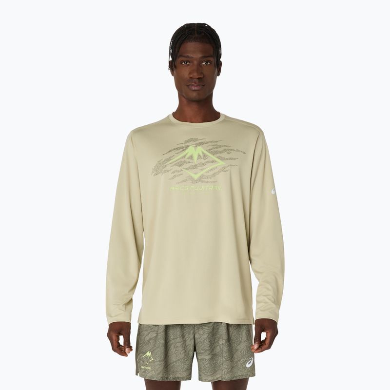 Vyriški bėgimo marškinėliai ilgomis rankovėmis ASICS Fujitrail Logo LS khaki