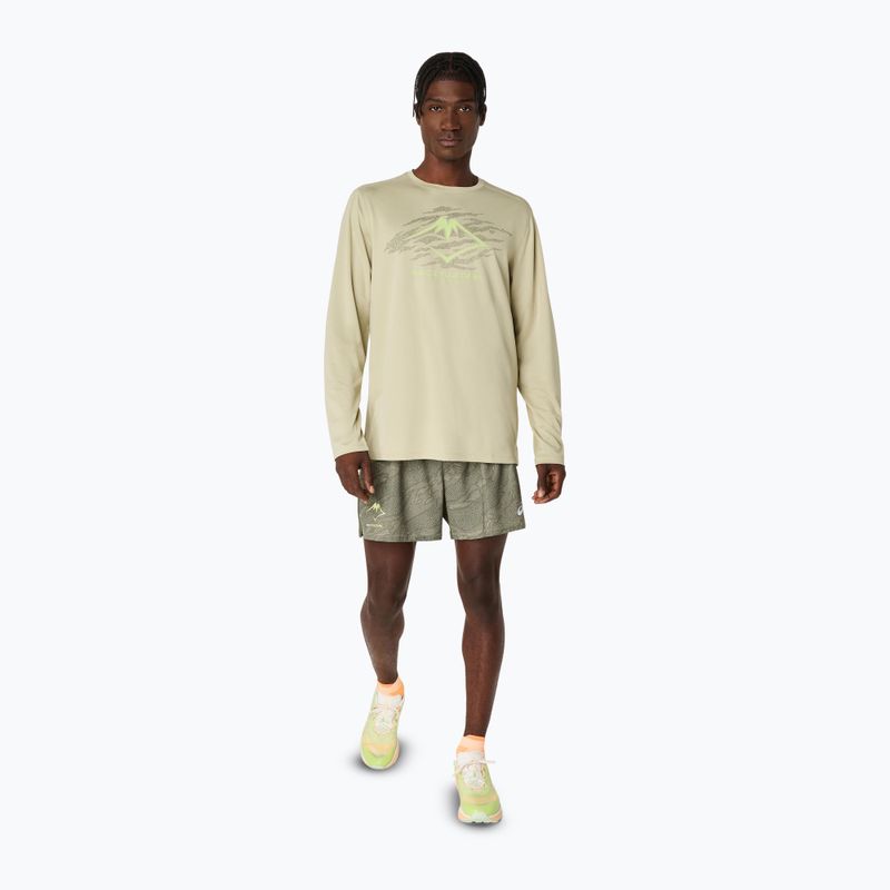 Vyriški bėgimo marškinėliai ilgomis rankovėmis ASICS Fujitrail Logo LS khaki 2