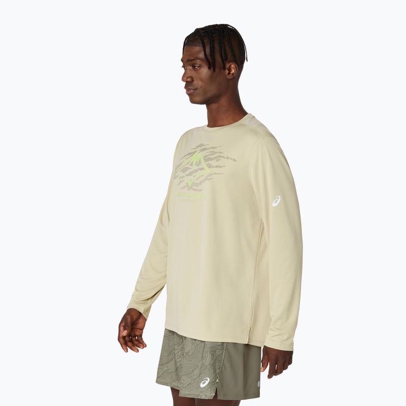 Vyriški bėgimo marškinėliai ilgomis rankovėmis ASICS Fujitrail Logo LS khaki 4