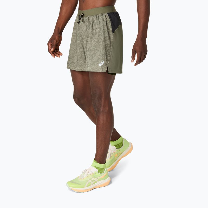 Vyriški bėgimo šortai ASICS Fujitrail All Over Print 5IN mantle green 4