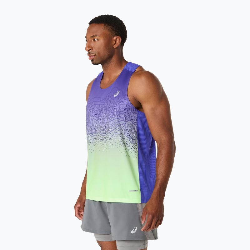 Vyriški bėgimo marškinėliai ASICS Road Fade Singlet cobalt burst/illuminate green 4