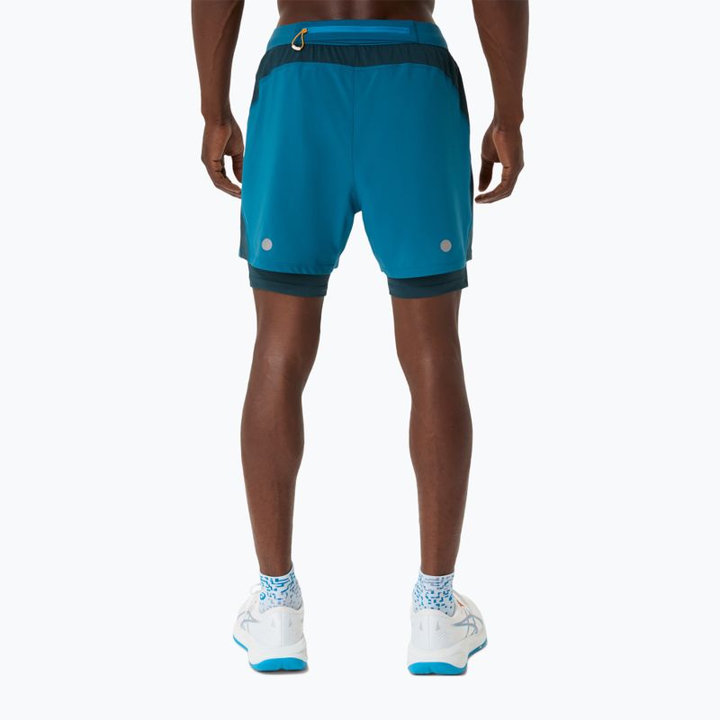 Vyriški bėgimo šortai ASICS Road 2N1 5IN tranquil teal/dark teal/golden yellow 3