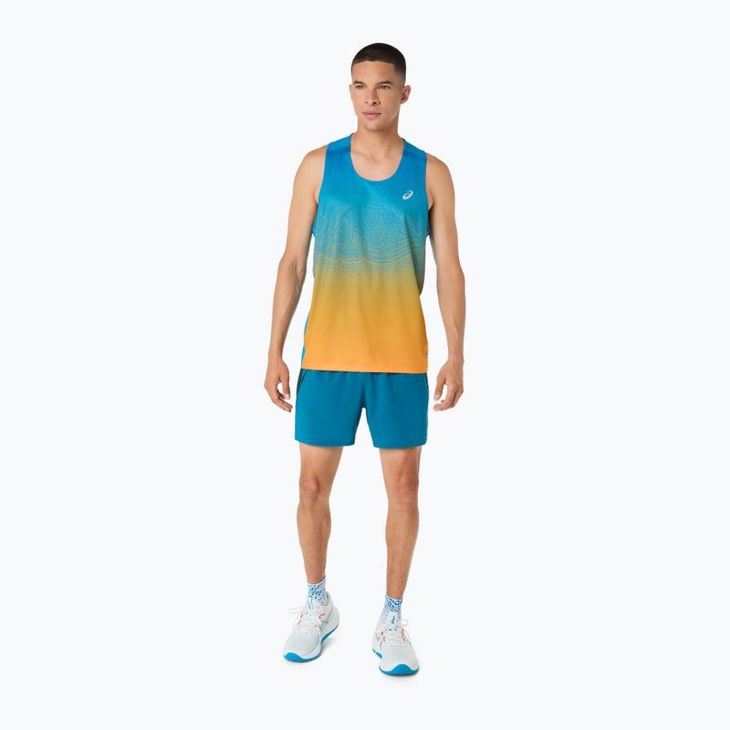 Vyriški bėgimo marškinėliai ASICS Road Fade Singlet Aegean Blue/Yamabuki 2