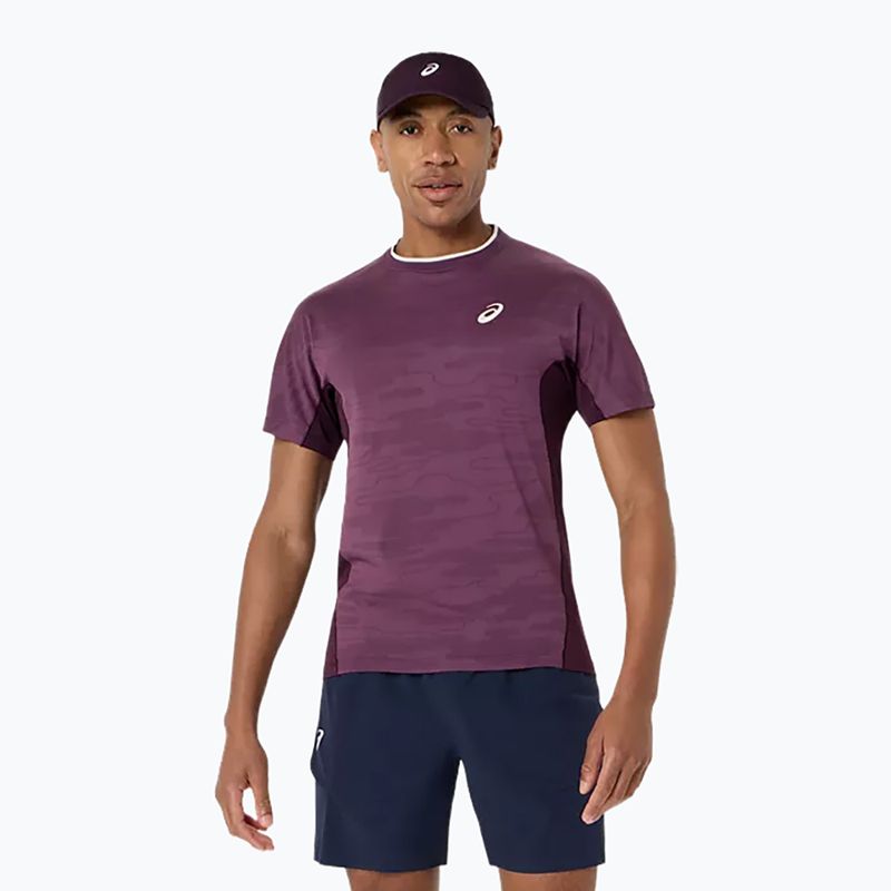 Vyriški teniso marškinėliai ASICS Match Jacquard dark aubergine