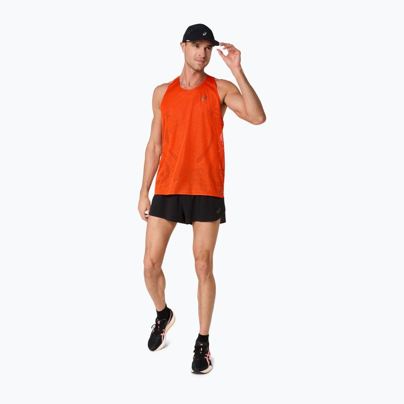 Vyriški bėgimo marškinėliai ASICS Metarun Singlet vyšninė pomidorų spalva 2