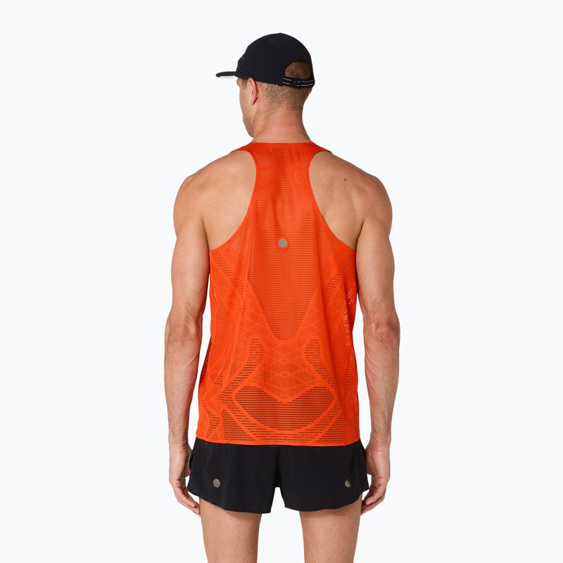 Vyriški bėgimo marškinėliai ASICS Metarun Singlet vyšninė pomidorų spalva 3
