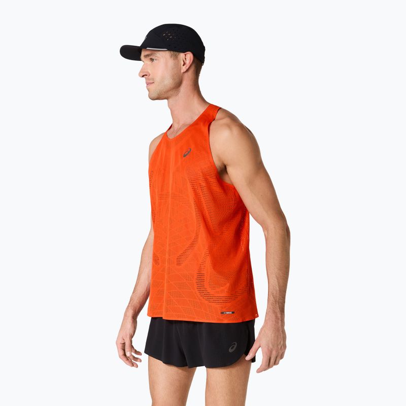 Vyriški bėgimo marškinėliai ASICS Metarun Singlet vyšninė pomidorų spalva 4