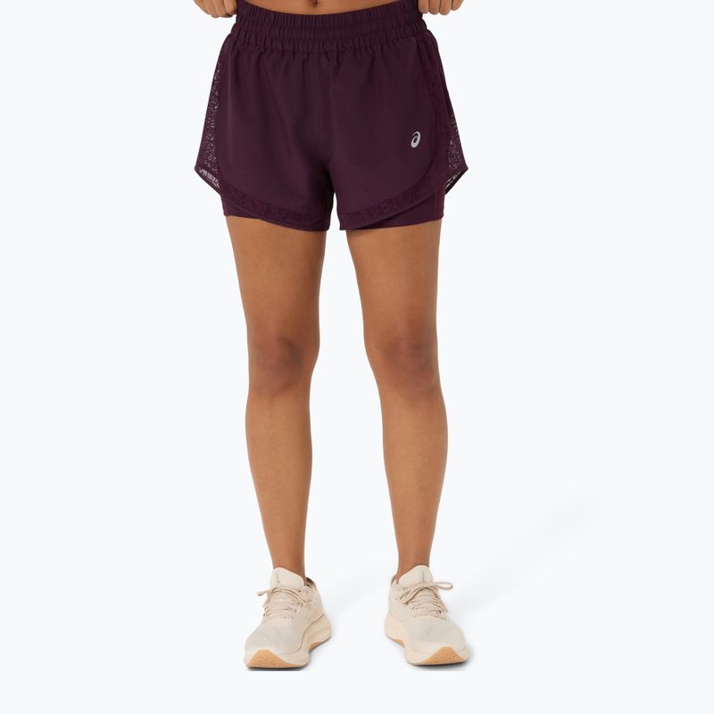 Moteriški bėgimo šortai ASICS Nagino Run 2-N-1 dark aubergine