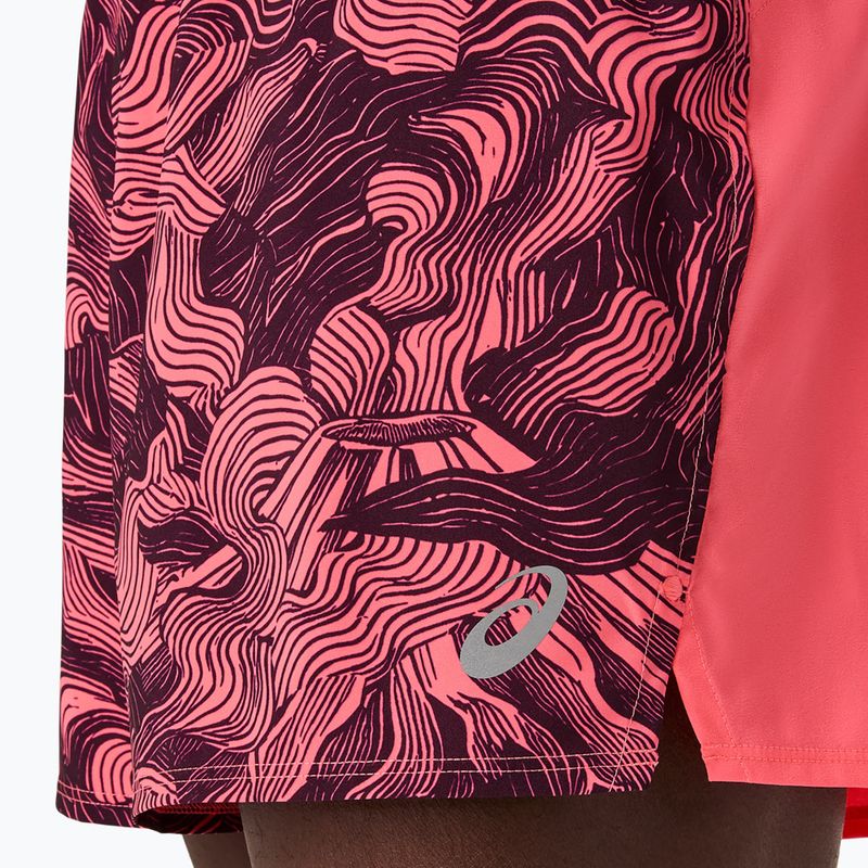 Vyriški bėgimo šortai Asics Fujitrail All Over Print 5In Short Blazing Coral/Dark Aubergine 5