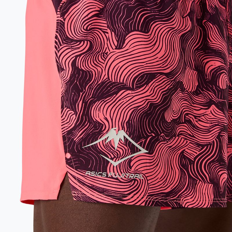 Vyriški bėgimo šortai Asics Fujitrail All Over Print 5In Short Blazing Coral/Dark Aubergine 6