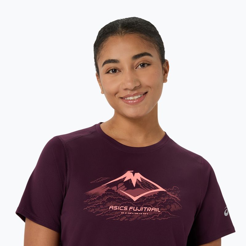 Moteriški bėgimo marškinėliai Asics Fujitrail Logo Ss Top Dark Aubergine 5