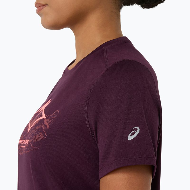 Moteriški bėgimo marškinėliai Asics Fujitrail Logo Ss Top Dark Aubergine 7