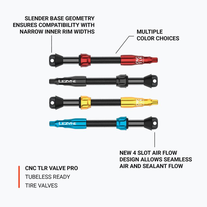 Presta vožtuvų rinkinys Lezyne CNC TLR Valve Pro 60 mm black 2
