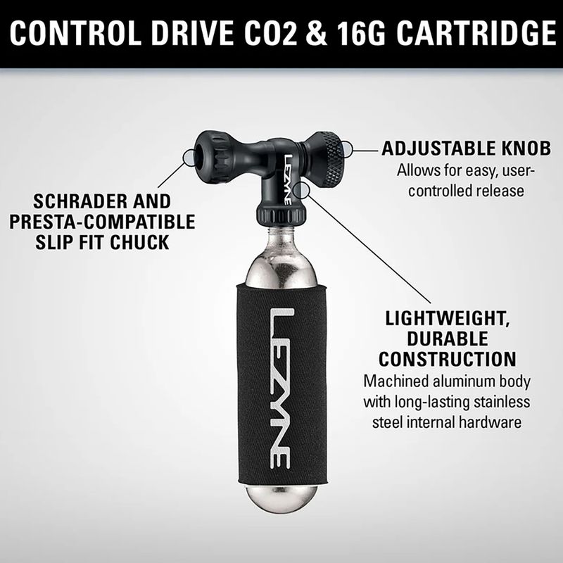 Dviračio pompa Lezyne Control Drive CO2 + 1 x cartridge 16 g gloss black 3