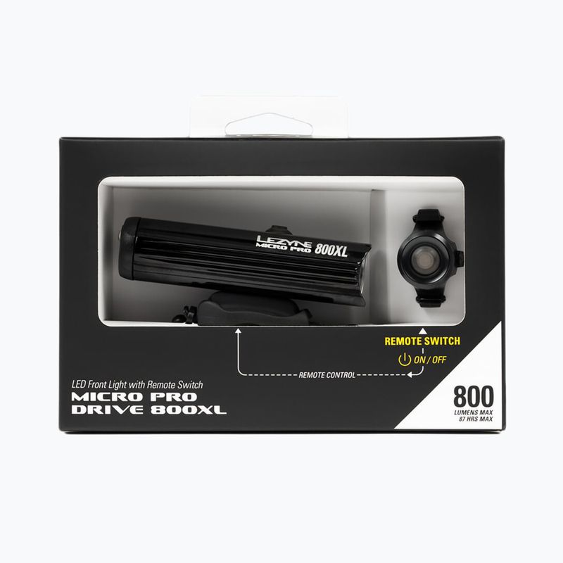 Lezyne dviračio žibintas Front Micro Drive Pro 800 Xl Remote Loaded juodas blizgus 5