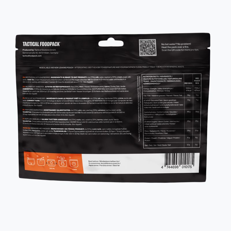 Liofilizuotas maistas "Tactical Foodpack" Ryžių pudingas su avietėmis 390 g 3