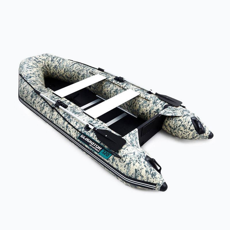 Keturvietė pripučiama valtis Gladiator AK320 camo digital 3
