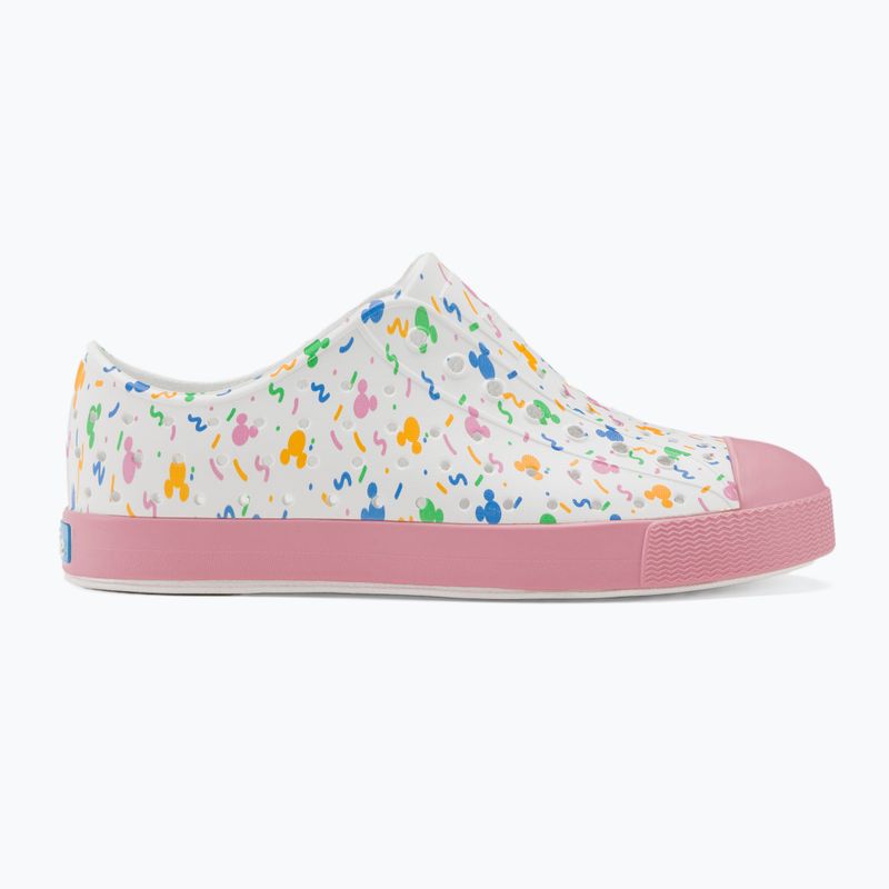 Native Jefferson Print Disney Jr vaikiški sportiniai bateliai shell white/princess pink/pastel white confetti 2