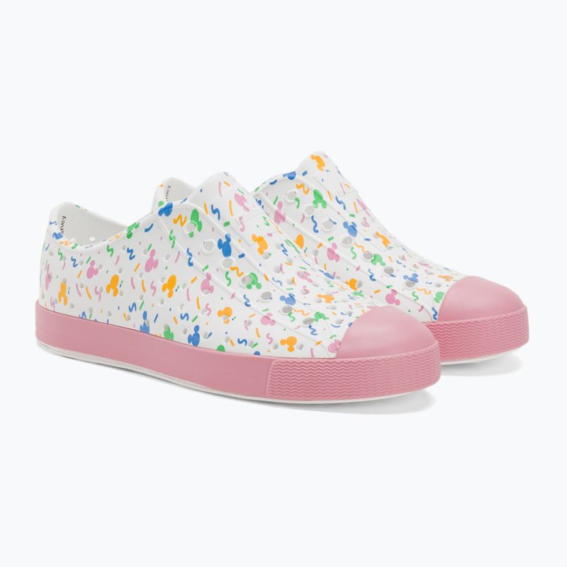 Native Jefferson Print Disney Jr vaikiški sportiniai bateliai shell white/princess pink/pastel white confetti 4