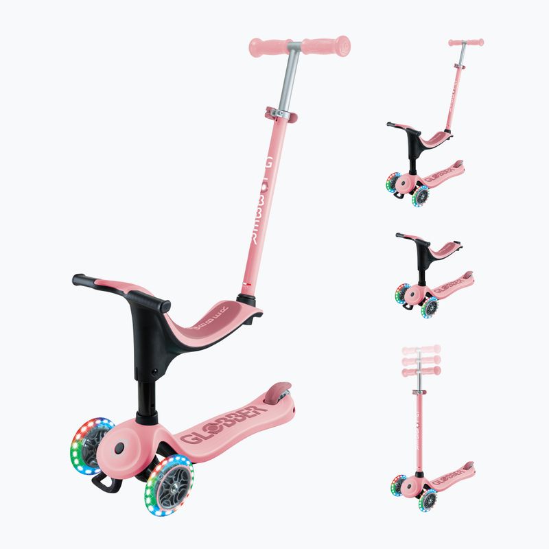 Vaikiškas triratis paspirtukas Globber Go.Up Deluxe Lights deep pink