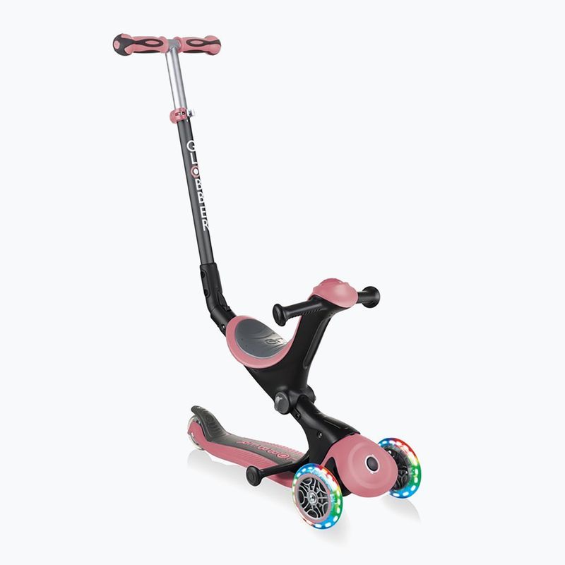 Vaikiškas triratis paspirtukas Globber Go.Up Deluxe Lights deep pastel pink