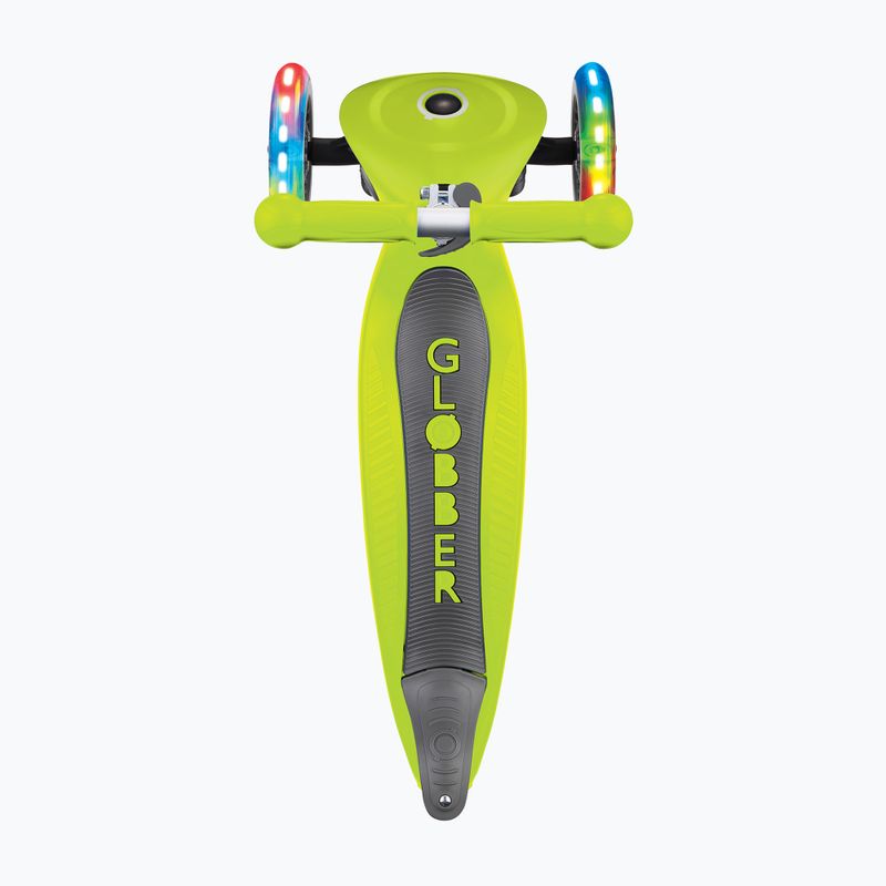 Vaikiškas triratis paspirtukas Globber Junior Foldable Lights lime green 4