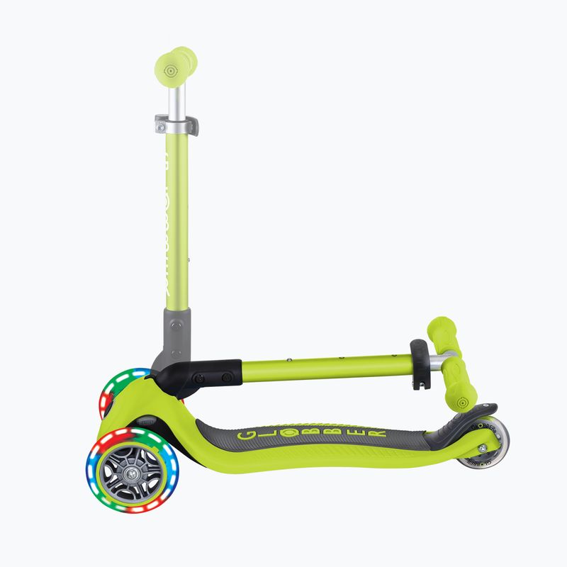 Vaikiškas triratis paspirtukas Globber Junior Foldable Lights lime green 6