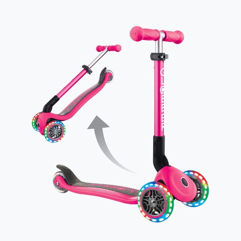 Vaikiškas triratis paspirtukas Globber Junior Foldable Lights deep pink 5