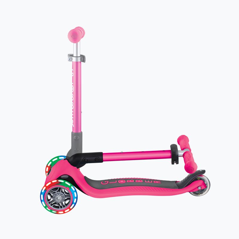 Vaikiškas triratis paspirtukas Globber Junior Foldable Lights deep pink 6