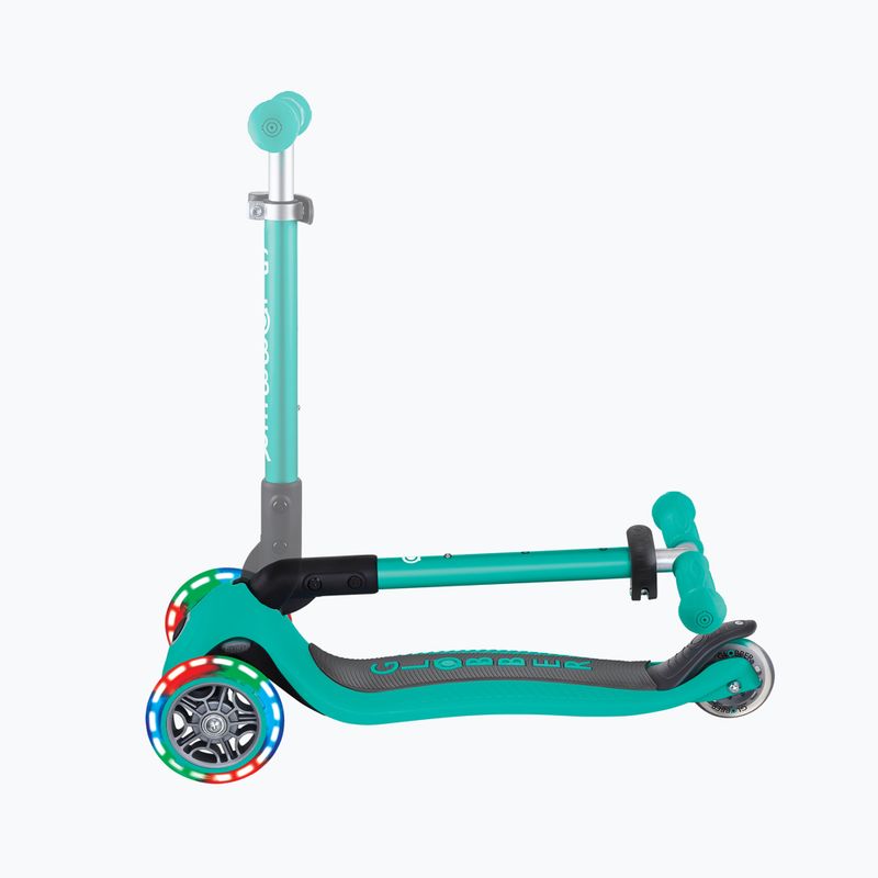 Vaikiškas triratis paspirtukas Globber Junior Foldable Lights dark emerald green 6